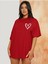 Minimal Kalp Baskılı Siyah Oversize T-Shirt 2