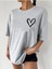 Minimal Kalp Baskılı Siyah Oversize T-Shirt 2