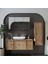 Oval Lavabolu Mat Mdf 120 cm Çekmeceli Banyo Dolabı + Aynalı Üst Dolabı + Boy Dolabı 1