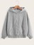 Çiçek Kelebek Fermuarlı Hırka Sweatshirt - Gri Baskılı Oversize Kışlık Kalın Kapüşonlu 2