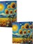 Vivago Art Van Gogh 4 Ay Çiçekleri 14X20 Çizgili DEFTER-15X15 Çizgisiz Defter Seti (320 Sayfa) 1
