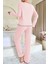 Pembe Pamuklu Fiyonk Detaylı Pijama Takımı 3