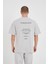 Oversize Yazı Baskılı Bisiklet Yaka Unisex Tshirt 2