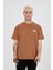 Oversize Yazı Baskılı Bisiklet Yaka Tshirt 1