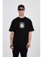 Oversize Bisiklet Yaka Ön Arka Baskılı Tshirt 1