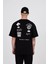 Oversize Bisiklet Yaka Ön Arka Baskılı Tshirt 2