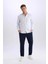 Regular Fit Polo Yaka Çizgili Oxford Uzun Kollu Açık Mavi Erkek Gömlek D6101AX/BE196 2