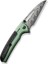 Sentinel Strike Flipper & Thumb Stud & Button Lock Knife Green Aluminum & Frn Damascus Handle Çakı 3