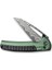Sentinel Strike Flipper & Thumb Stud & Button Lock Knife Green Aluminum & Frn Damascus Handle Çakı 4