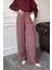 Beli Lastikli Bol Pantolon- Vişne 3