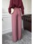 Beli Lastikli Bol Pantolon- Vişne 4