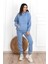 Basic Düz Eşofman Takımı Sweatshirt Jogger - Bebe Mavisi Oversize Şardonlu Kapüşonlu 3