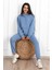 Basic Düz Eşofman Takımı Sweatshirt Jogger - Bebe Mavisi Oversize Şardonlu Kapüşonlu 5