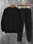 Unisex King Eşofman Takımı Sweatshirt Jogger - Siyah Baskılı Oversize Şardonlu Bisiklet Yaka 2