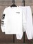 Eşofman Takımı Sweatshirt Jogger - Beyaz Baskılı Oversize Şardonlu Bisiklet Yaka 1