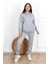 Basic Düz Eşofman Takımı Sweatshirt Jogger - Gri Oversize Şardonlu Kapüşonlu 1