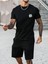 B Logo T-Shirt Şort - Siyah Alt Üst Takım Şort Tişört Kombin Baskılı Bisiklet Yaka 1