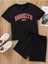 Brooklyn 1898 T-Shirt Şort - Siyah Alt Üst Takım Şort Tişört Kombin Baskılı Bisiklet Yaka 1