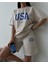 Usa T-Shirt Şort - Alt Üst Takım Şort Tişört Kombin Baskılı Bisiklet Yaka 2