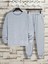 Basic Düz Eşofman Takımı Sweatshirt Jogger - Gri Oversize Şardonlu Bisiklet Yaka 1