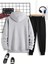 Kılıç Logo Eşofman Takımı Gri Sweatshirt Siyah Jogger - Baskılı Oversize Şardonlu Kapüşonlu 2