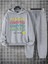 Positive Eşofman Takımı Sweatshirt Jogger - Gri Baskılı Oversize Şardonlu Kapüşonlu 1
