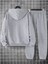 Positive Eşofman Takımı Sweatshirt Jogger - Gri Baskılı Oversize Şardonlu Kapüşonlu 2