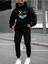 Renkli x - Yüz Eşofman Takımı Sweatshirt Jogger - Siyah Baskılı Oversize Şardonlu Kapüşonlu 1