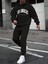 Los Angeles California Eşofman Takımı Sweatshirt Jogger - Siyah Baskılı Oversize Şardonlu Kapüşonlu 1