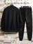 Robot Ayı Eşofman Takımı Sweatshirt Jogger - Siyah Baskılı Oversize Şardonlu Bisiklet Yaka 2