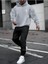 Kılıç Logo Eşofman Takımı Gri Sweatshirt Siyah Jogger - Baskılı Oversize Şardonlu Kapüşonlu 1
