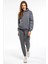 Basic Düz Eşofman Takımı Sweatshirt Jogger - Füme Oversize Şardonlu Kapüşonlu 1