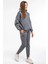 Basic Düz Eşofman Takımı Sweatshirt Jogger - Füme Oversize Şardonlu Kapüşonlu 3