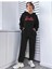Barbie Eşofman Takımı Unisex Sweatshirt Jogger - Siyah Baskılı Oversize Şardonlu Kapüşonlu 2