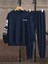 Paris Web Eşofman Takımı Sweatshirt Jogger - Lacivert Baskılı Oversize Şardonlu Bisiklet Yaka 1