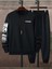 Paris Web Eşofman Takımı Sweatshirt Jogger - Siyah Baskılı Oversize Şardonlu Bisiklet Yaka 1