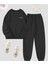 Los Angeles Mini Eşofman Takımı Sweatshirt Jogger - Siyah Baskılı Oversize Şardonlu Bisiklet Yaka 1