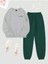 Los Angeles Mini Eşofman Takımı Sweatshirt Jogger - Gri Yeşil Baskılı Oversize Şardon Bisiklet Yaka 1