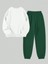 Los Angeles Mini Eşofman Takım Sweatshirt Jogger - Beyaz Yeşil Baskılı Oversize Şardon Bisiklet Yaka 2