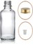30 ml Şeffaf Şişe Sarı Metal Düz Kapaklı, 12 Adet, Cam Şişe, Kozmetik Şişesi 1