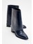 Ellas Lacivert Cilt Kadın Kalın Topuklu Bot 1