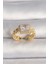 Pirinç Gold Renk Zincir Model Kare Zirkon Taşlı Kadın Yüzük 1