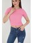Kadın Bisiklet Yaka Fitilli Kısa Kol Body Crop Bluz 2