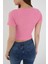 Kadın Bisiklet Yaka Fitilli Kısa Kol Body Crop Bluz 4