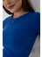 Kadın Bisiklet Yaka Fitilli Kısa Kol Body Crop Bluz 4