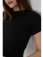 Kadın Bisiklet Yaka Fitilli Kısa Kol Body Crop Bluz 3