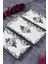 3’lü Black Rose Desen Handmade Seramik Kahvaltı Salata Sunum Çerezlik Seti Kayık Tabak Seti 2