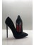 Siyah Süet Stiletto Topuklu Ayakkabı 4