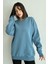 Kadın Bisiklet Yaka Oversize Sweatshirt 3