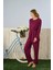 Dublin Kumaş Sabahlıklı Mürdüm Pijama Takımı-5325 3
